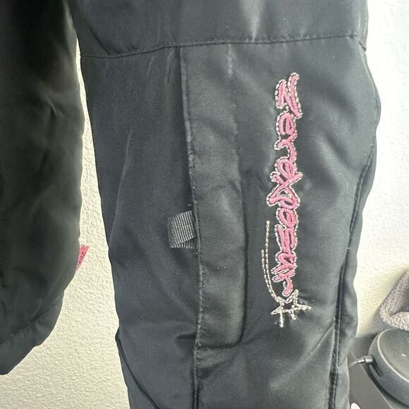 Zero Xposure Girls 16 Black Puffer Snowboard Hooded Jacket Black Pink Winter - Picture 3 of 14